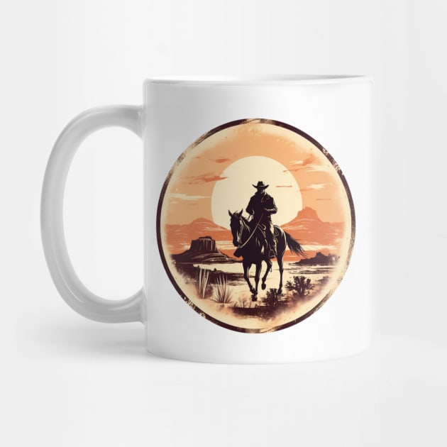 Desert Trails & Vintage Tales: Retro Cowboy Silhouette in the Wild West by Iron Creek